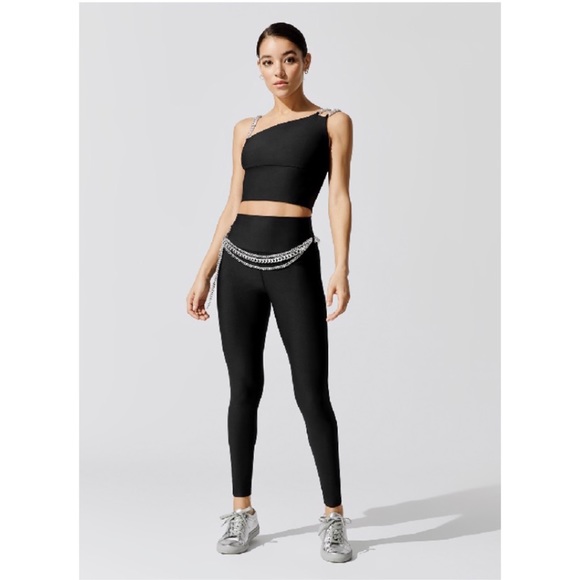 New *RARE* Carbon38 High Rise Full Length Legging With Chain Belt In Black Large - Picture 2 of 10